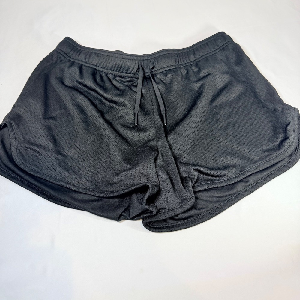 ATHLETIC WORKS Shorts Women's Black M (8-10) Mesh Athletic Running Drawstring